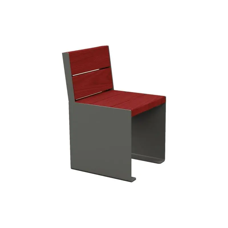 Fauteuil bois et acier KUB, assise individuelle 450 mm, piétement acier 8 mm, bois exotique 49 mm