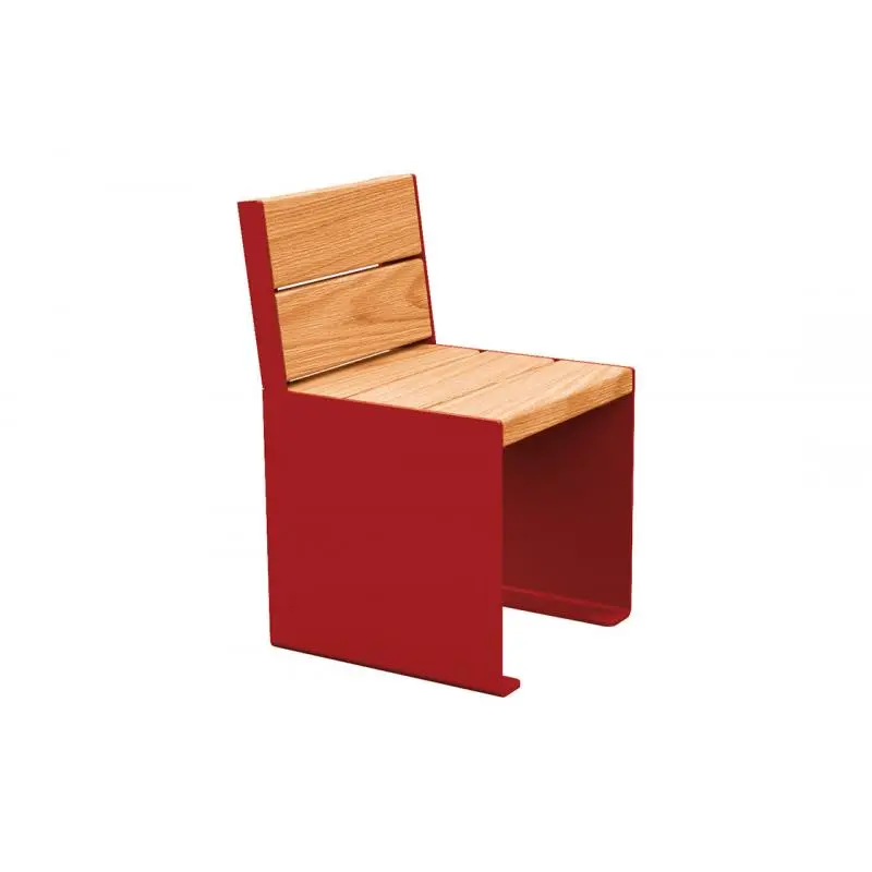 Fauteuil bois et acier KUB, assise individuelle 450 mm, piétement acier 8 mm, bois exotique 49 mm