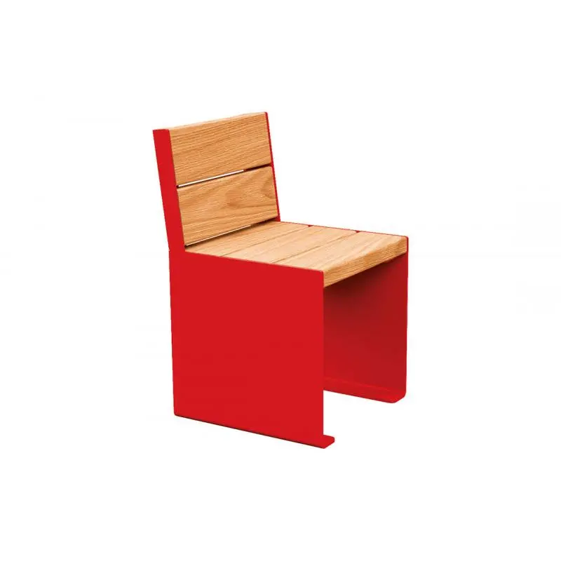 Fauteuil bois et acier KUB, assise individuelle 450 mm, piétement acier 8 mm, bois exotique 49 mm