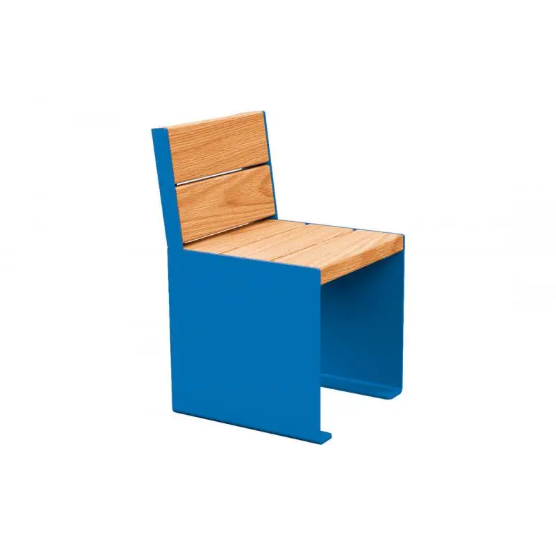 Fauteuil bois et acier KUB, assise individuelle 450 mm, piétement acier 8 mm, bois exotique 49 mm