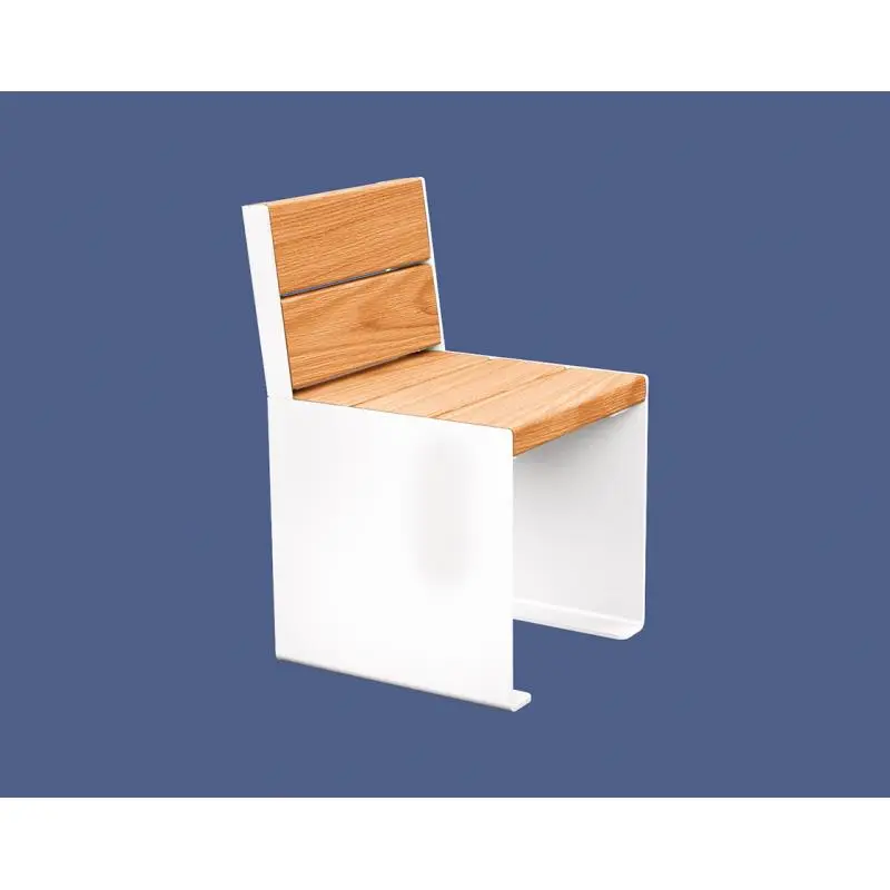 Fauteuil bois et acier KUB, assise individuelle 450 mm, piétement acier 8 mm, bois exotique 49 mm