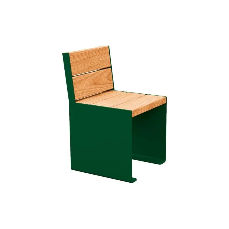 Fauteuil bois et acier KUB, assise individuelle 450 mm, piétement acier 8 mm, bois exotique 49 mm