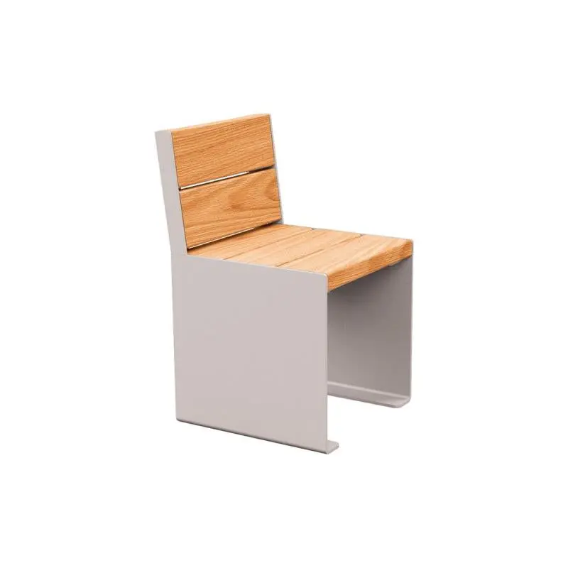 Fauteuil bois et acier KUB, assise individuelle 450 mm, piétement acier 8 mm, bois exotique 49 mm
