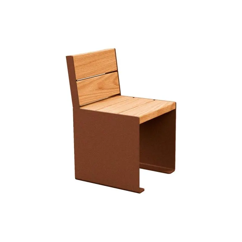 Fauteuil bois et acier KUB, assise individuelle 450 mm, piétement acier 8 mm, bois exotique 49 mm