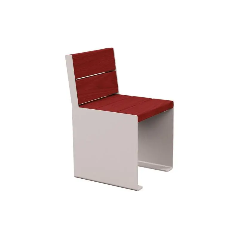 Fauteuil bois et acier KUB, assise individuelle 450 mm, piétement acier 8 mm, bois exotique 49 mm