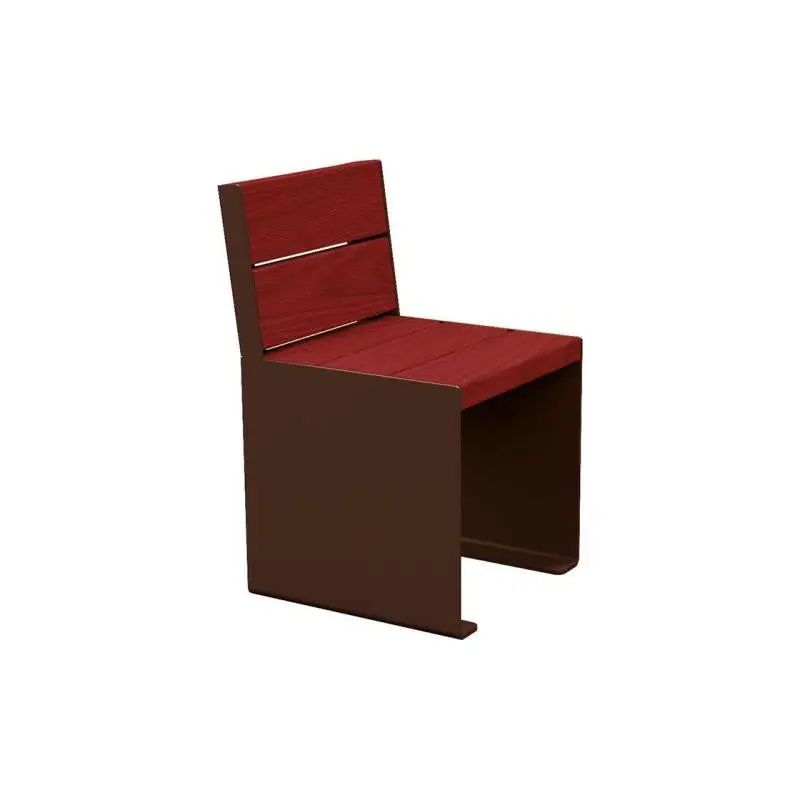 Fauteuil bois et acier KUB, assise individuelle 450 mm, piétement acier 8 mm, bois exotique 49 mm