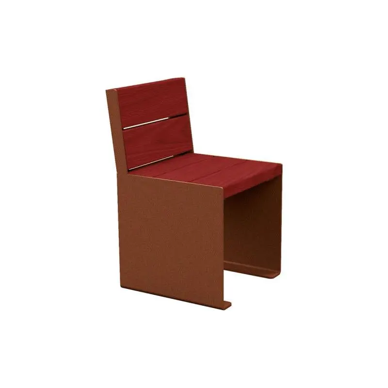 Fauteuil bois et acier KUB, assise individuelle 450 mm, piétement acier 8 mm, bois exotique 49 mm