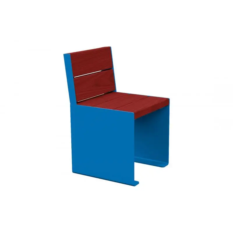 Fauteuil bois et acier KUB, assise individuelle 450 mm, piétement acier 8 mm, bois exotique 49 mm