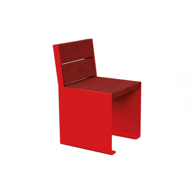 Fauteuil bois et acier KUB, assise individuelle 450 mm, piétement acier 8 mm, bois exotique 49 mm