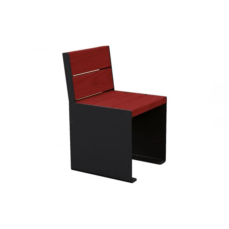 Fauteuil bois et acier KUB, assise individuelle 450 mm, piétement acier 8 mm, bois exotique 49 mm