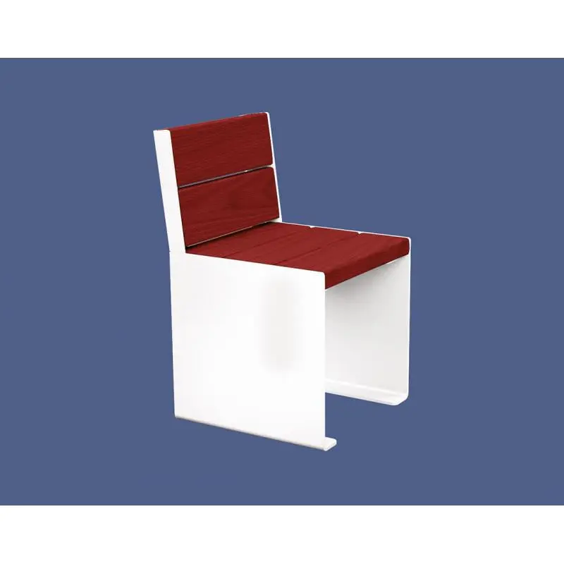 Fauteuil bois et acier KUB, assise individuelle 450 mm, piétement acier 8 mm, bois exotique 49 mm
