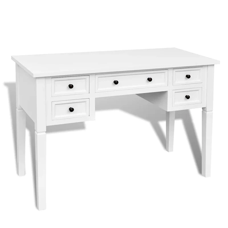 241533 White Writing Desk with 5 Drawers