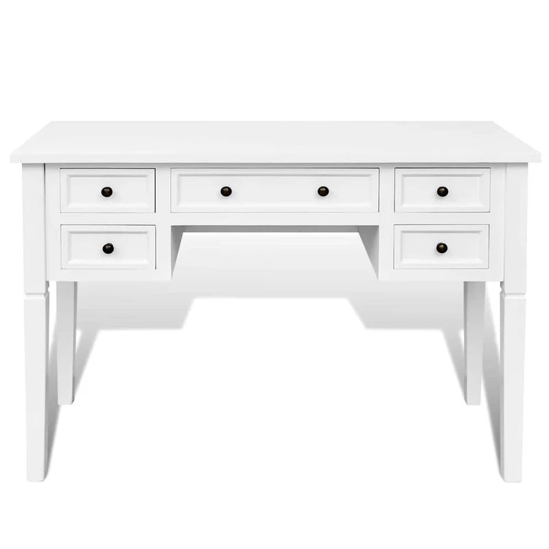 241533 White Writing Desk with 5 Drawers