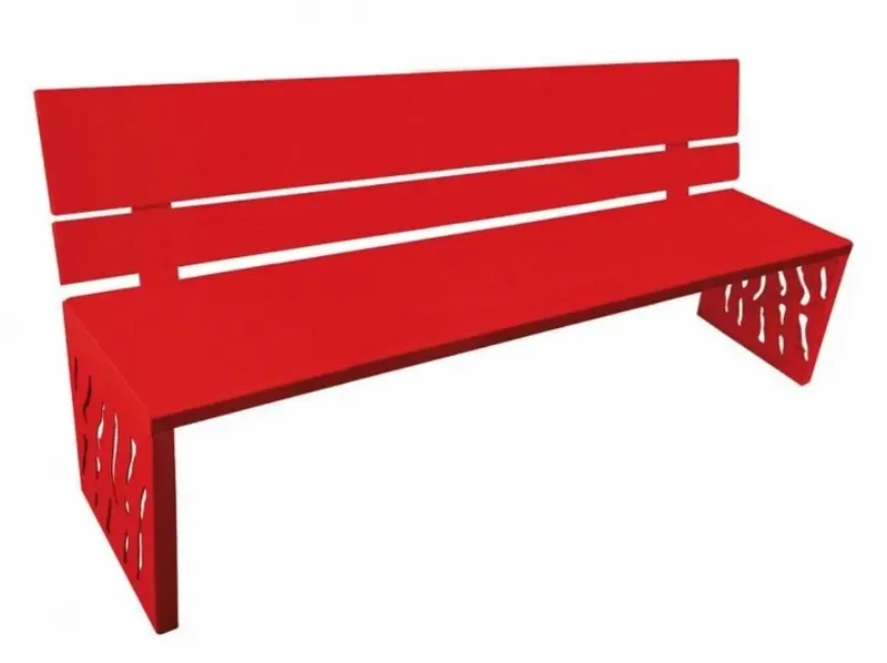 Banc acier Venise 1 800 mm, assise et dossier en tôle, structure acier 3 mm, sur platines