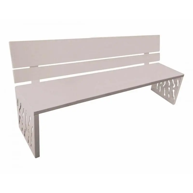 Banc acier Venise 1 800 mm, assise et dossier en tôle, structure acier 3 mm, sur platines