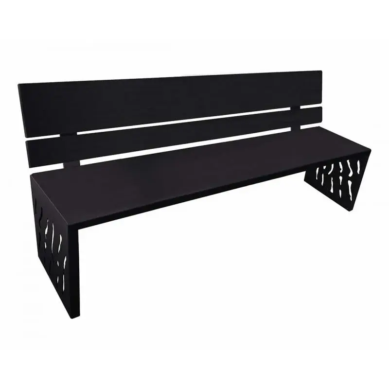 Banc acier Venise 1 800 mm, assise et dossier en tôle, structure acier 3 mm, sur platines