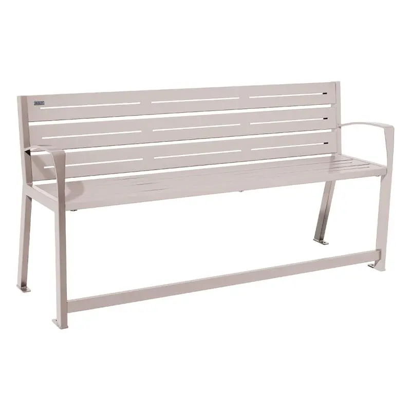 Banc acier Silaos spécial senior 1 800 mm, assise à 540 mm, accoudoirs et repose-pieds