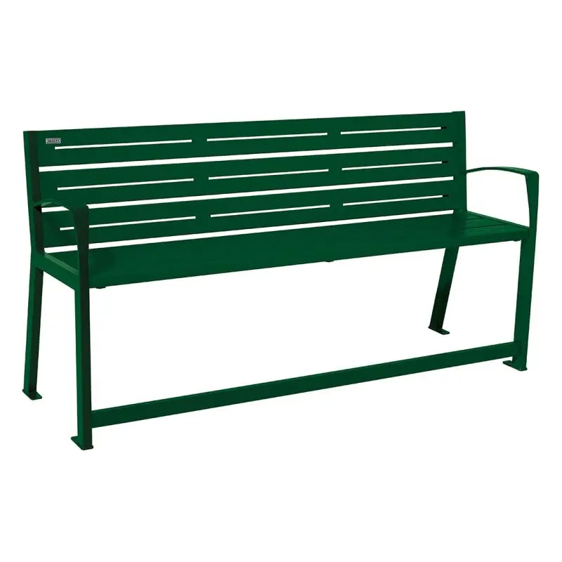 Banc acier Silaos spécial senior 1 800 mm, assise à 540 mm, accoudoirs et repose-pieds