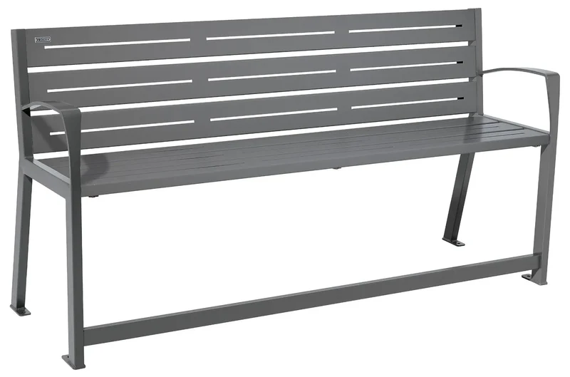 Banc acier Silaos spécial senior 1 800 mm, assise à 540 mm, accoudoirs et repose-pieds