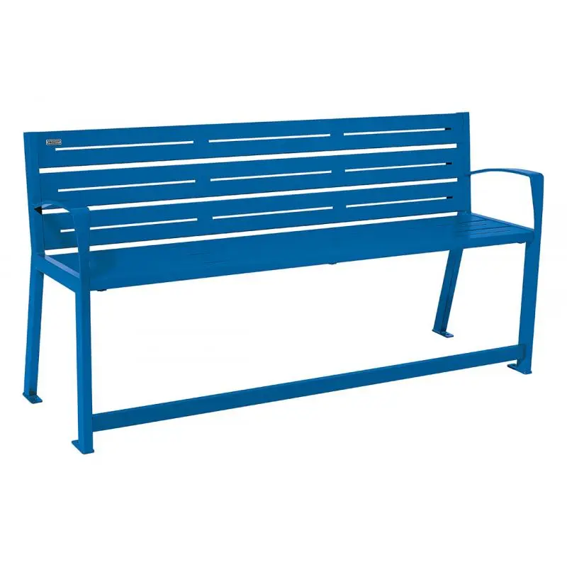 Banc acier Silaos spécial senior 1 800 mm, assise à 540 mm, accoudoirs et repose-pieds