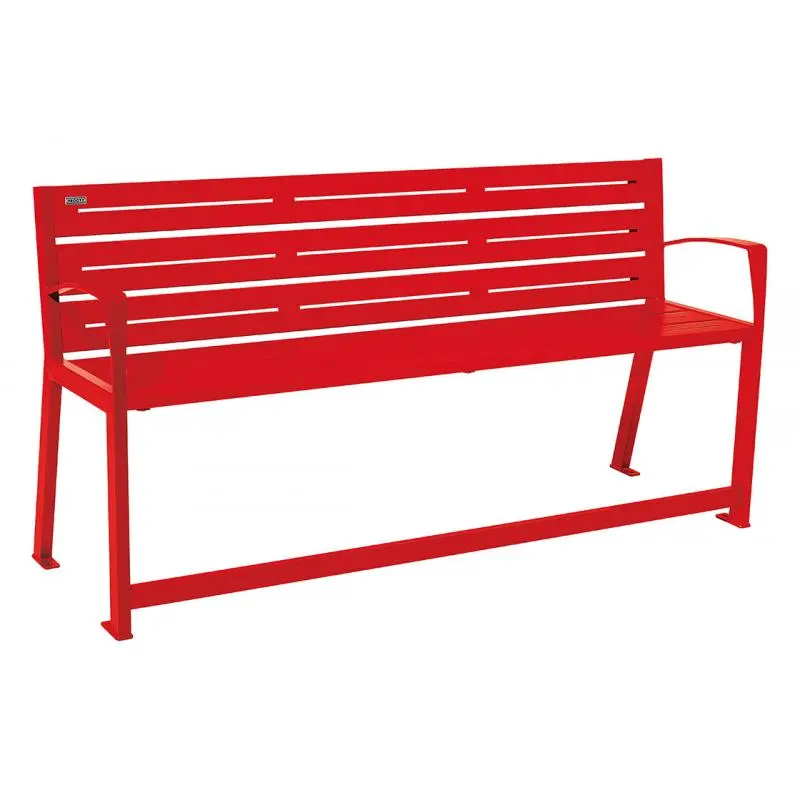 Banc acier Silaos spécial senior 1 800 mm, assise à 540 mm, accoudoirs et repose-pieds