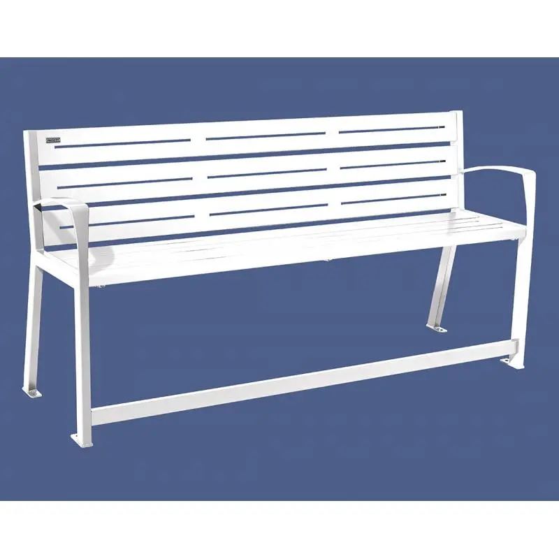 Banc acier Silaos spécial senior 1 800 mm, assise à 540 mm, accoudoirs et repose-pieds