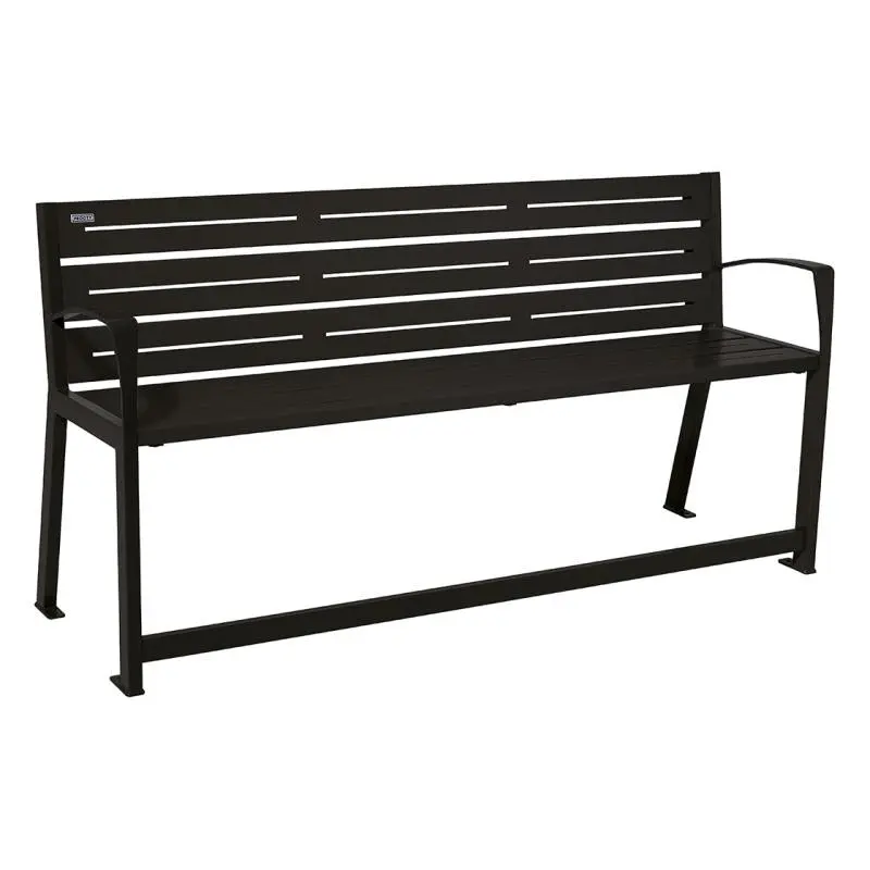 Banc acier Silaos spécial senior 1 800 mm, assise à 540 mm, accoudoirs et repose-pieds
