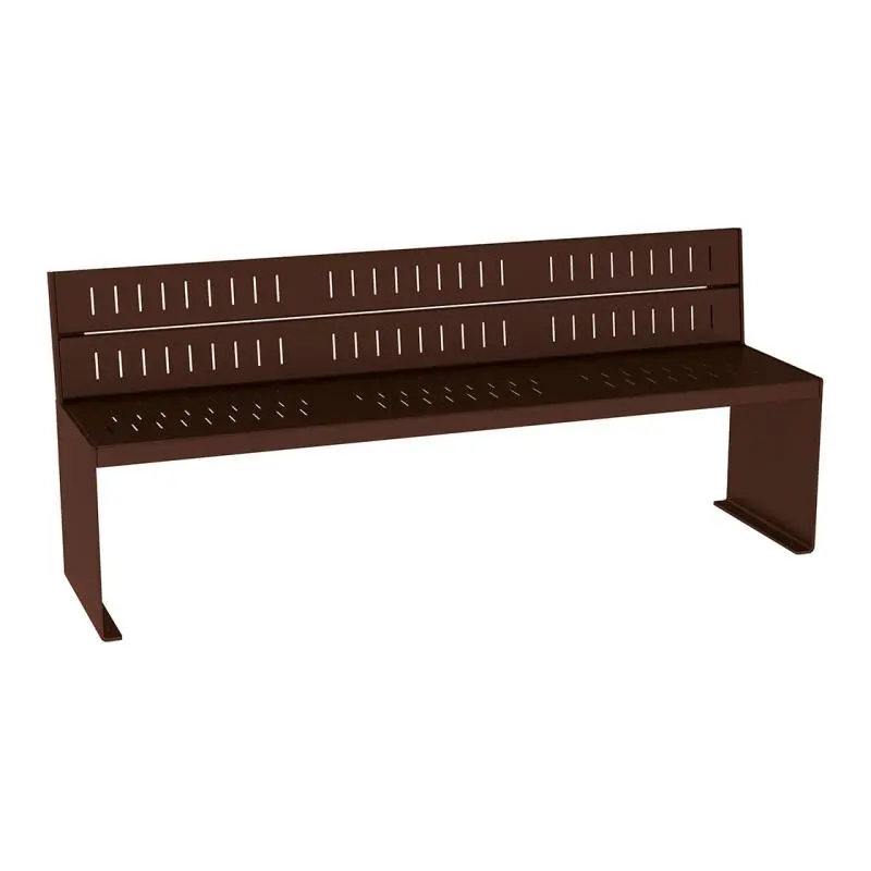Banc acier KUB 1 800 mm, piétement acier 8 mm, assise et dossier acier galvanisé peint