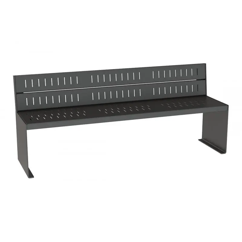 Banc acier KUB 1 800 mm, piétement acier 8 mm, assise et dossier acier galvanisé peint