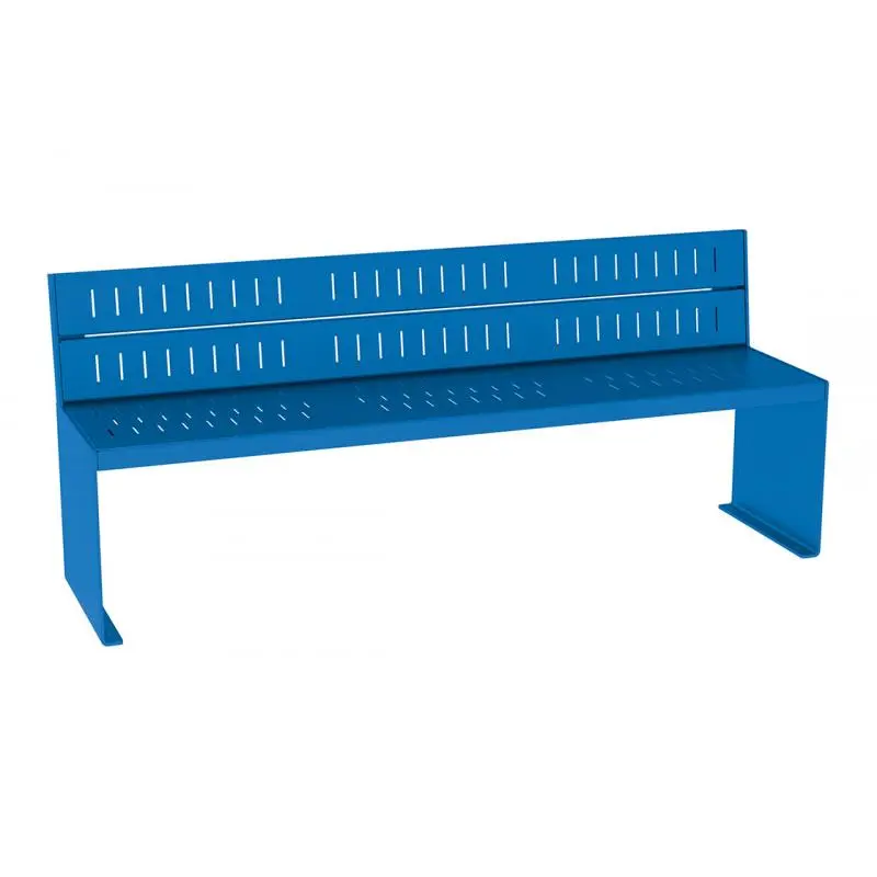 Banc acier KUB 1 800 mm, piétement acier 8 mm, assise et dossier acier galvanisé peint