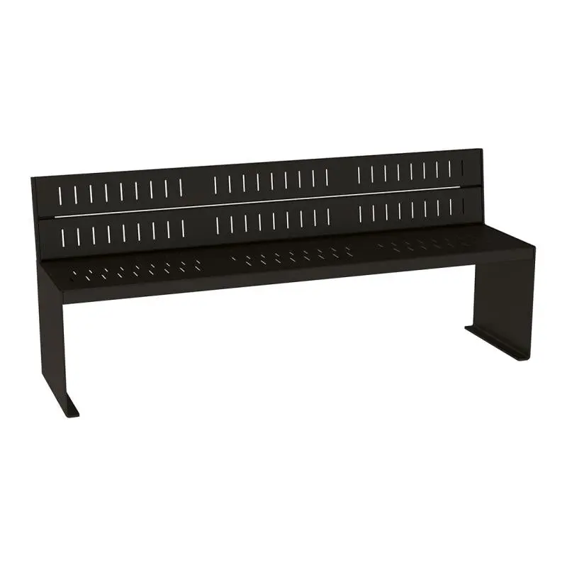 Banc acier KUB 1 800 mm, piétement acier 8 mm, assise et dossier acier galvanisé peint