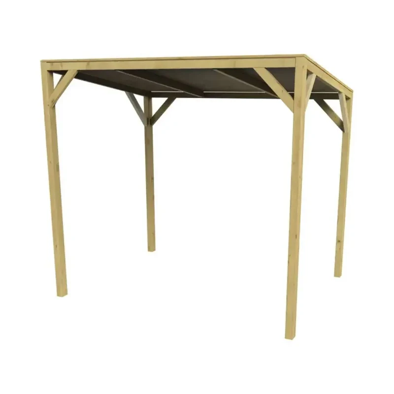 Pergola en bois Turin 2 500 x 2 250 mm, bois résineux autoclave classe 4, toiture en bardage plat, à sceller
