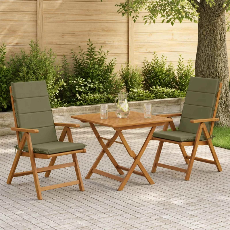 High Back Chair Cushion GEMERT 2 pcs 100% Polyester Olive Green