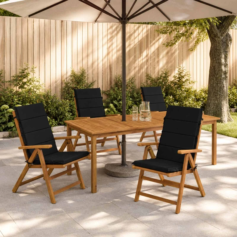 High Back Chair Cushion GEMERT 4 pcs 100% Polyester Black