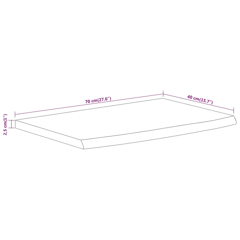 Wall Shelf 70x40x2,5 cm Rectangular Solid Wood Acacia Live Edge