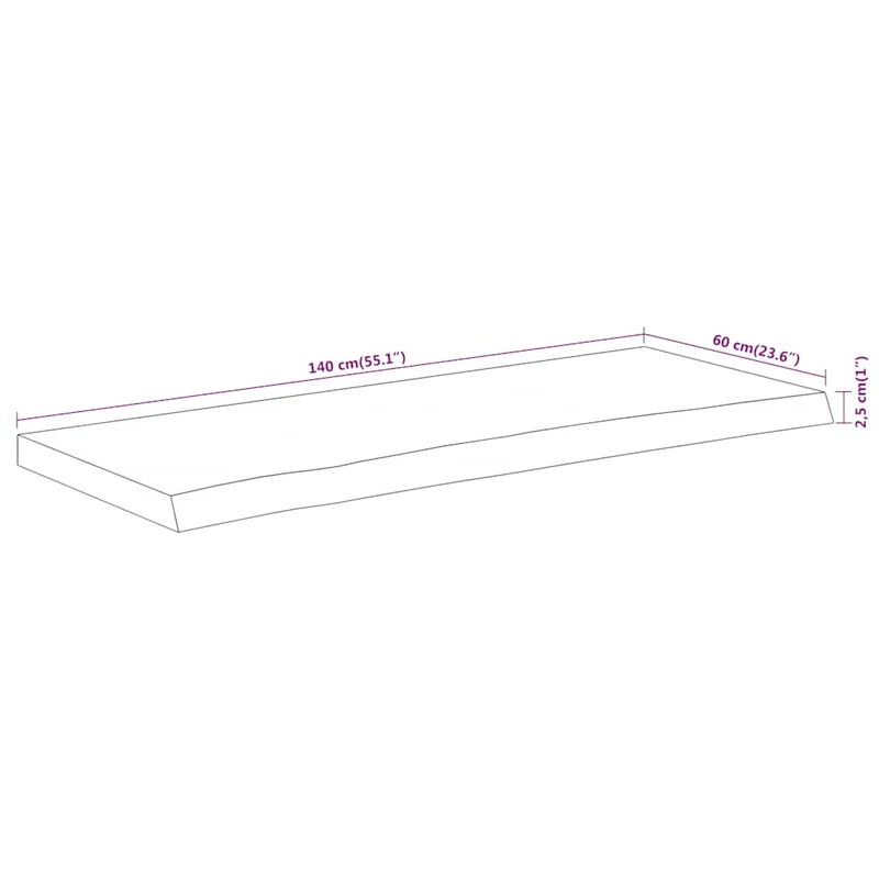 Bathroom Countertop 140x60x2,5 cm Rectangular Solid Wood Acacia