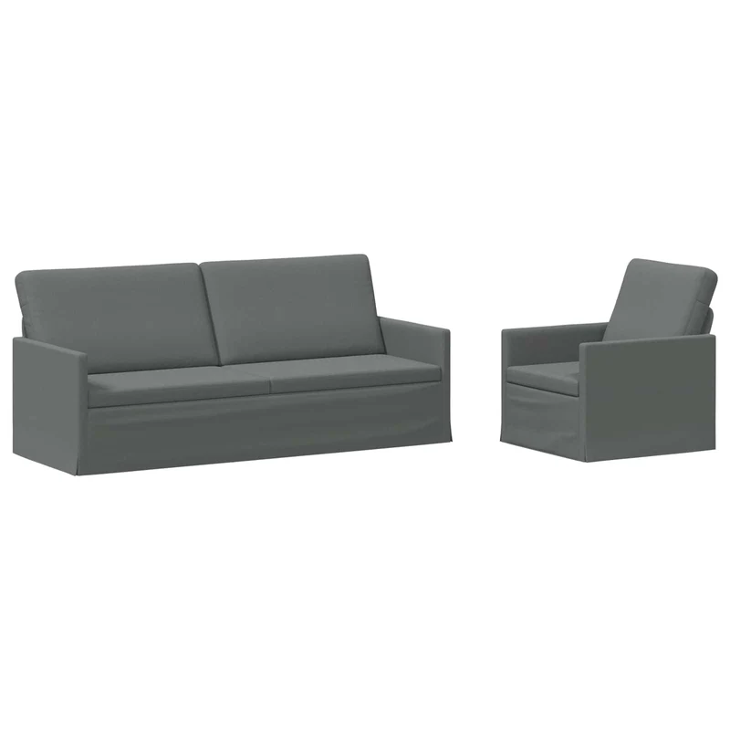 Sofa Set 2 pcs Dark Grey Fabric
