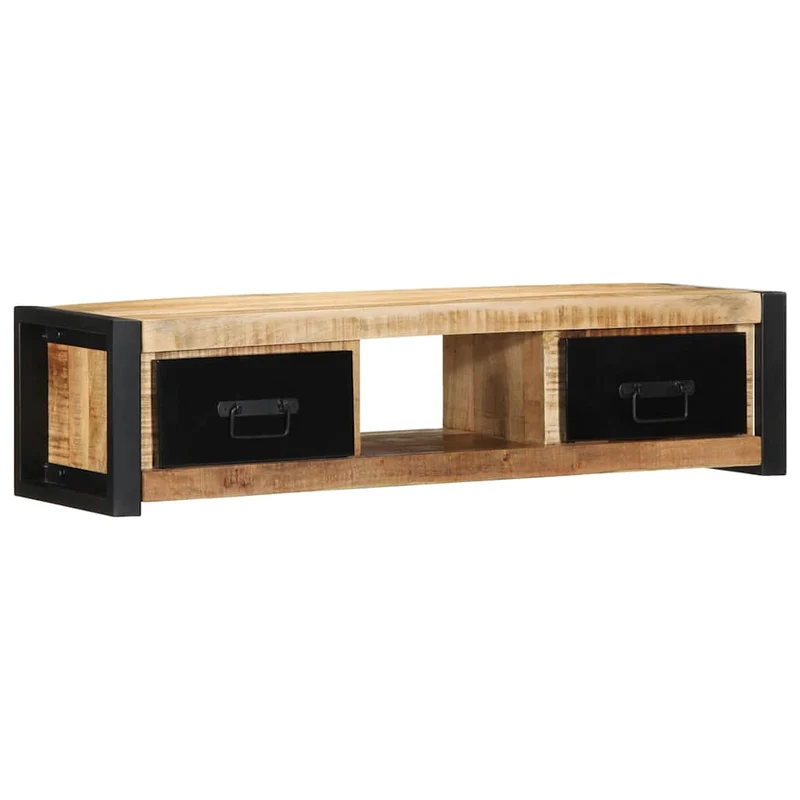 TV Cabinet 100x30x25 cm Solid Rough Wood Mango