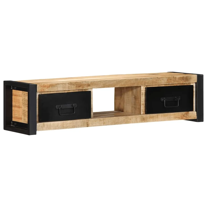 TV Cabinet 100x30x25 cm Solid Rough Wood Mango