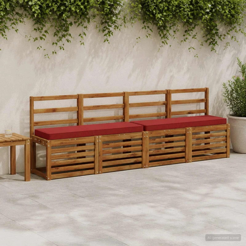 2-Piece Bench Cushions VUGHT 2 pcs 100% Polyester Wine Red