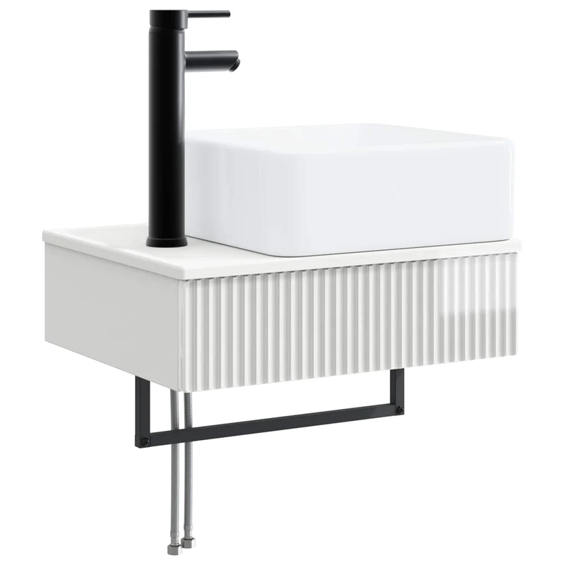 Bathroom Furniture Set 3 pcs High Gloss White Engineered Wood