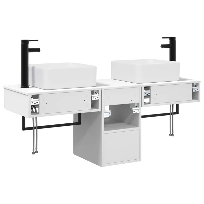 Bathroom Furniture Set 3 pcs High Gloss White Engineered Wood