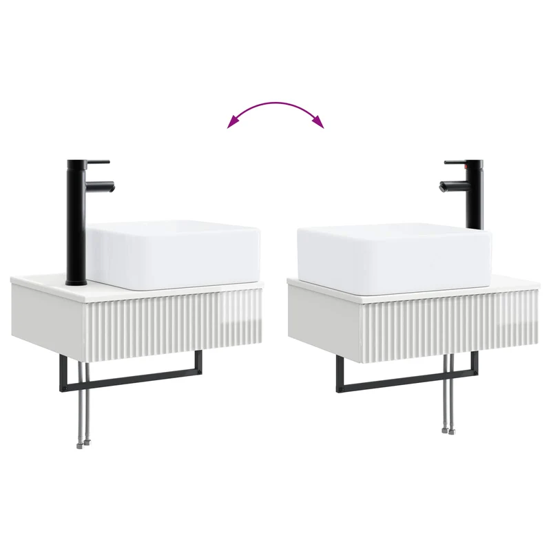 Bathroom Furniture Set 3 pcs High Gloss White Engineered Wood