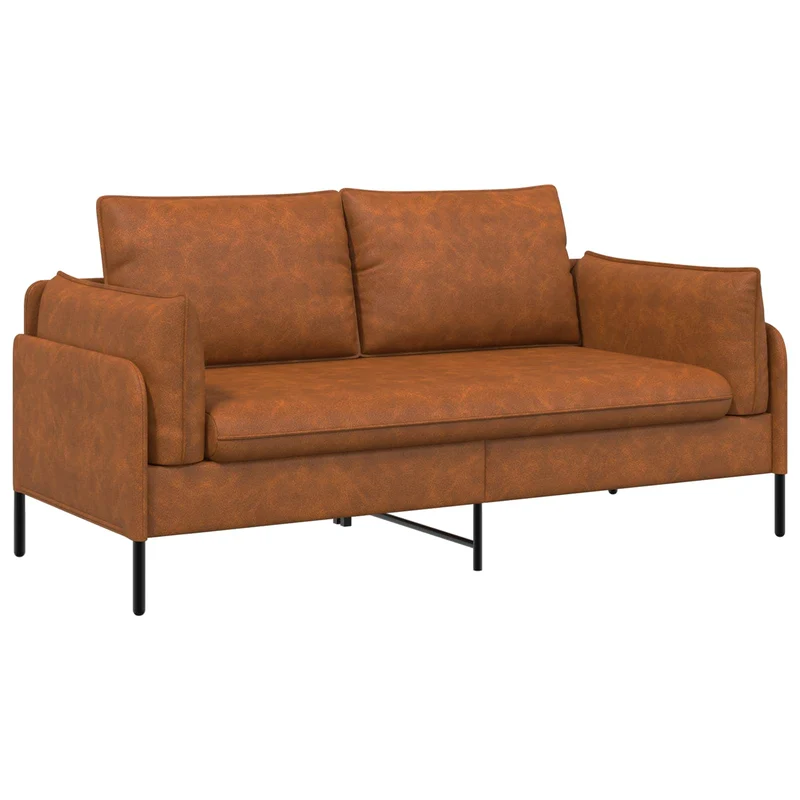2-Seater Sofa Brown 188 x 81 x 89 cm Faux Leather