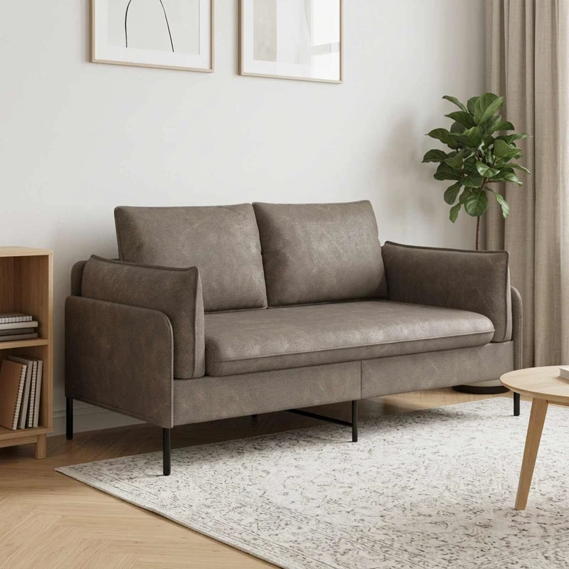 2-Seater Sofa Grey 188 x 81 x 89 cm Faux Leather