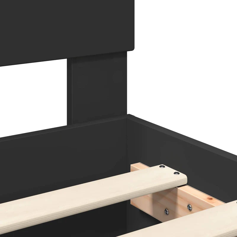 Bed Frame with Shelf Manual Black 120 x 190 cm Engineered Wood