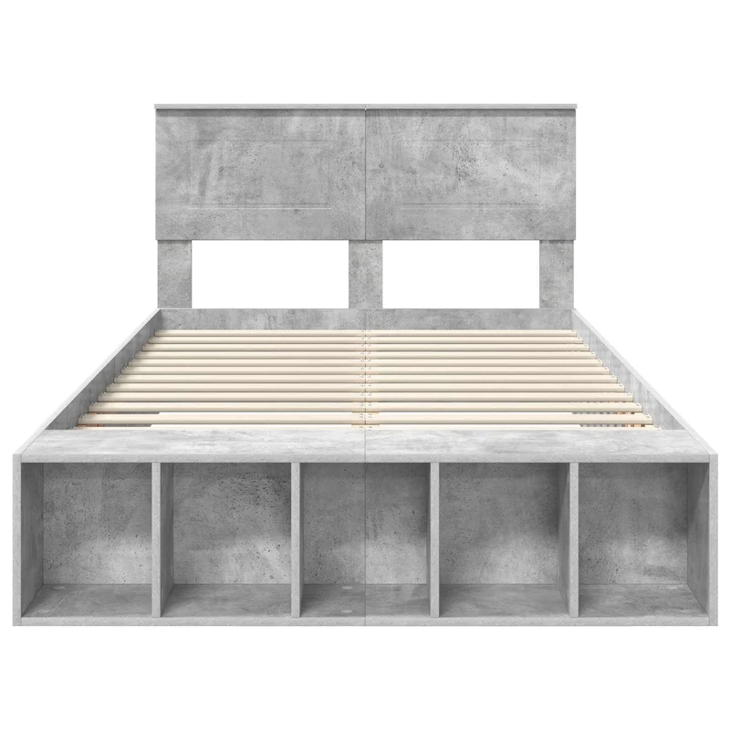 Bed Frame with Shelf Concrete Grey 120 x 190 cm Engineered Wood