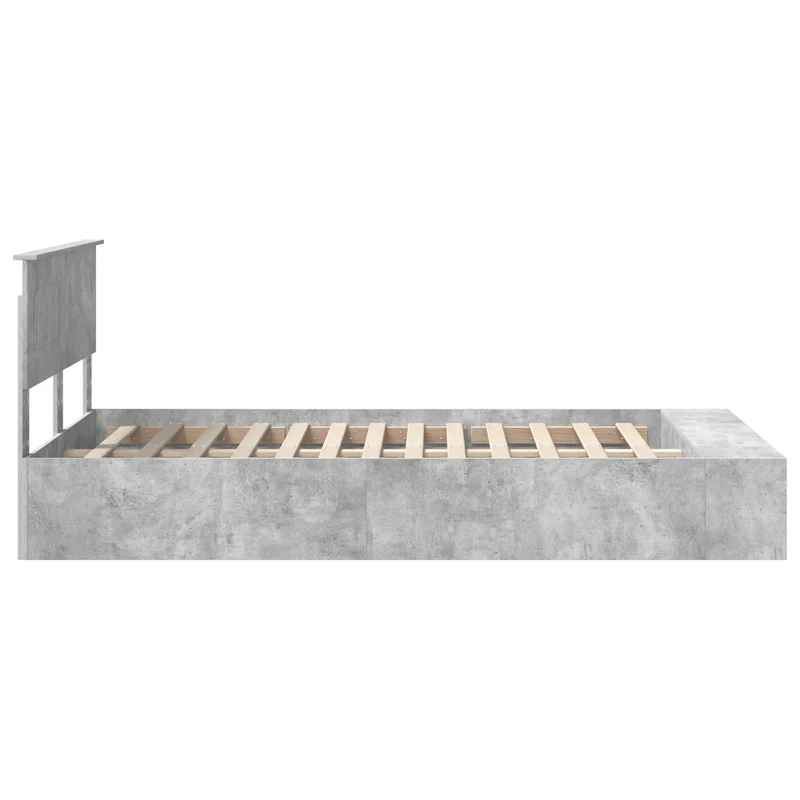 Bed Frame with Shelf Concrete Grey 120 x 190 cm Engineered Wood