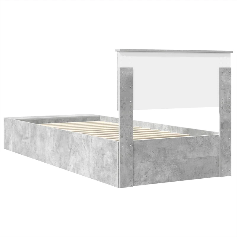 Bed Frame with Shelf Concrete Grey 90 x 200 cm Engineered Wood
