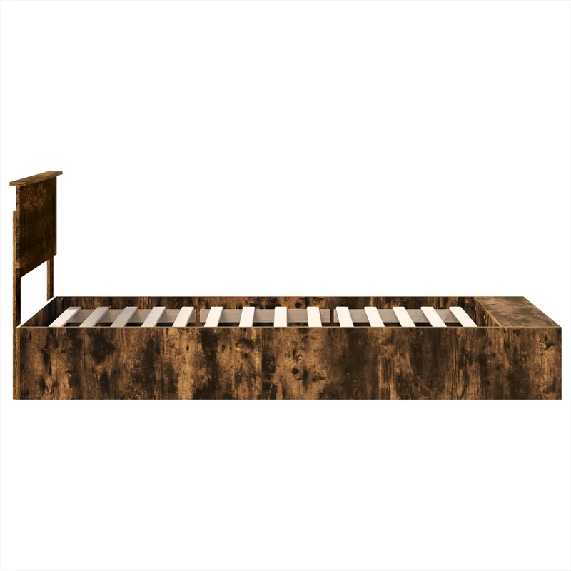Bed Frame with Shelf Smoked Oak 100 x 200 cm Engineered Wood
